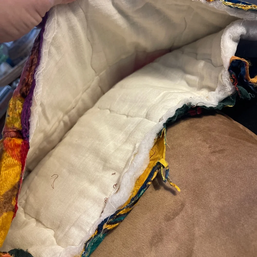 Vintage 60s Boho Patchwork Velvet Quilt Throw + Pillow Sham India Decor